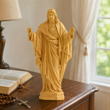 Hand Carved Sacred Heart of Jesus Virgin Mary Wooden Tabletop Ornament