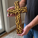 Hand-Carved Beechwood Crown of Thorns Wall Cross