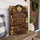 "I Can Do All Things" Wood Carving - Sacred Heart & Empty Tomb Scripture Decor - A Gift of Strength & Faith