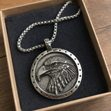 Vintage Double-Sided Embossed Bald Eagle Medal Stainless Steel Men’s Necklace