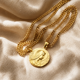 Virgin Mary Coin Necklace, 316L Titanium Steel Vintage Medal Pendant