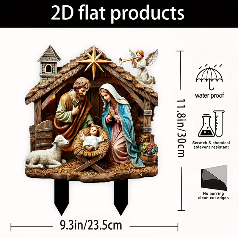 2D Acrylic Nativity Scene | Star of Bethlehem Christ Child Decoration