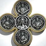Baroque Style Crucifix Pendant with Jesus and the Four Archangels – A Symbol of Faith and Divine Protection - BGCOPPER