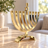 Blue & Silver Hanukkah Menorah – Star of David Candle Holder