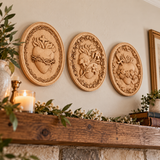 Sacred Family Three Sacred Hearts Wall Decoration Wood Sculpture