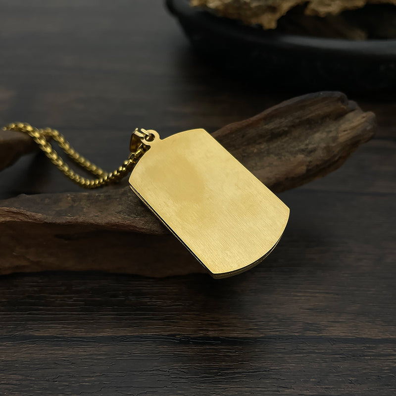 Mens gold color Lord's Prayer & Crucifix Jesus Piece Christ Dog Tag Pendant 24"inch Miami Cuban Chain Hip Hop Necklace