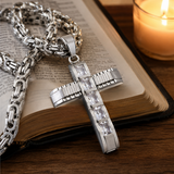 Regal Byzantine Chain Baguette Zircon Cross Pendant Necklace