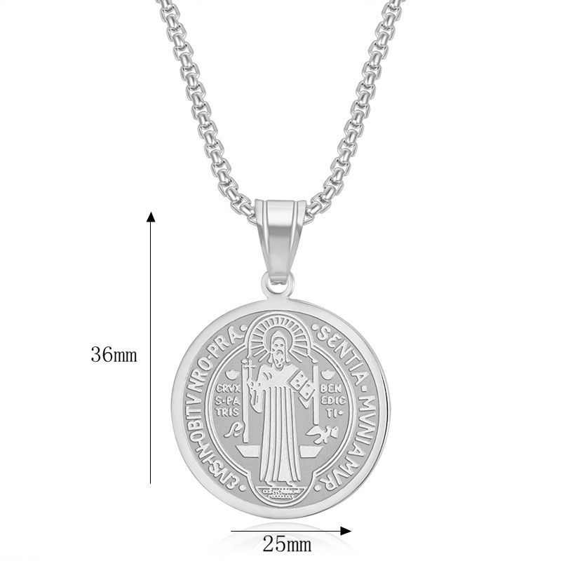 Saint Benedict coin medal couple Necklace