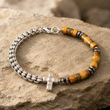 Men's Tiger Eye Cross Bracelet