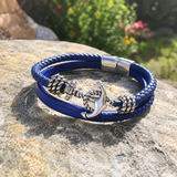 Anchor Leather Braided Bracelet