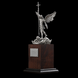 Archangel Michael 6" Resin Statue with Solid Wood Base – Christian Protection & Victory Decor