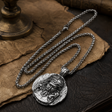 Crown of Thorns Jesus Double‑Sided Medallion Necklace, Stainless Steel Sacred Heart Pendant for Men Product Parameters