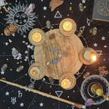 Pentagram Wooden Disc Candle Holder DIY Tarot Decoration Crystal Accessories