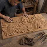 Trinity of Grace” Hand-Carved Jesus & Holy Spirit Wood Wall Art – 22.75