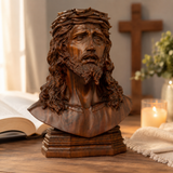 Boxwood Jesus Crown with Thorns Half-Length Desktop Ornament