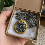 Two-Tone St. Michael Archangel Protection Medal Stainless Steel Necklace