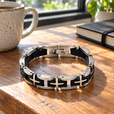Men's Stainless Steel Cross Bracelet – Christian Faith Jewelry | Silver & Gold-Tone Options