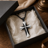 Two-Tone 3D Layer Contour Stainless Steel Cross Necklace