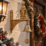 Our Lady of Grace Wall Bell – Antique Gold Marian Door Blessing Decor