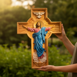 October New Release: Hand-Carved Painted Wood Cross — The Ascension of Christ