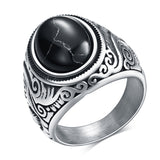 Stainless Steel Personalized Vintage Court Turquoise Titanium Ring