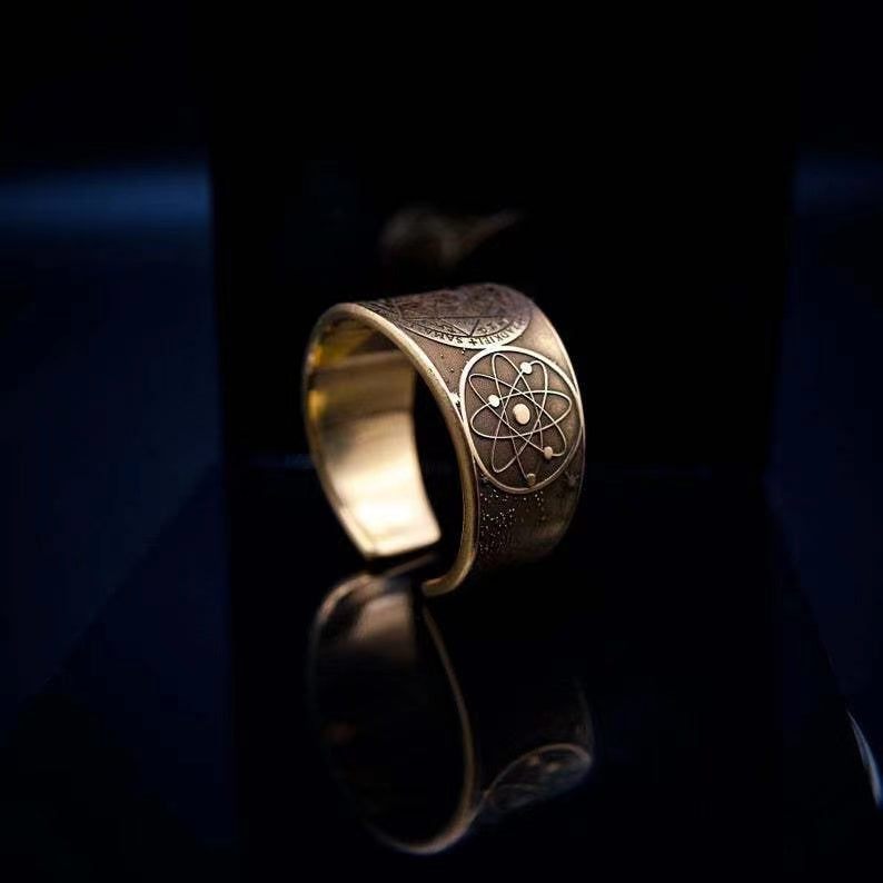 Vintage brass seven archangels symbol ring - amulet against evil eye, curse, spell