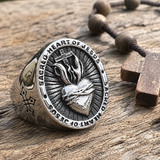 Sacred Heart of Jesus Ring – Silver-coloured stainless steel Christian emblem ring