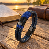 Blue Braided Leather Cross Bracelet – A Daily Reminder of Faith