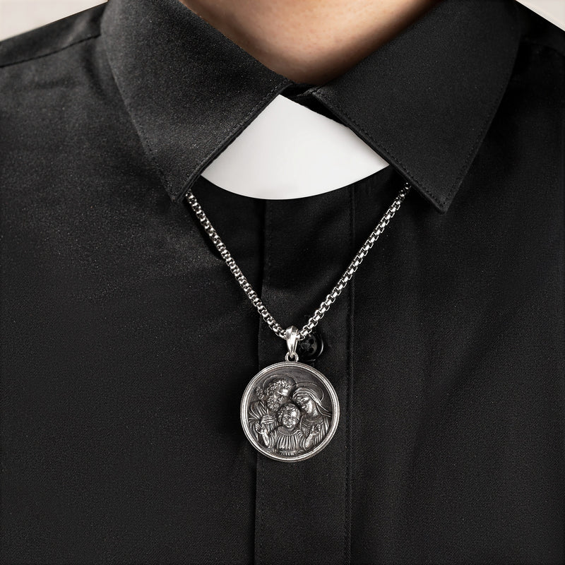 Holy Family S925K Sterling Silver Pendant Necklace