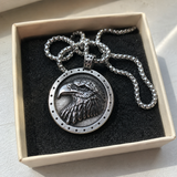 Vintage Double-Sided Embossed Bald Eagle Medal Stainless Steel Men’s Necklace