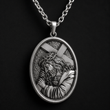 S925 Jesus Carrying the Cross Sacred Heart Pendant Necklace
