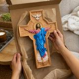 October New Release: Hand-Carved Painted Wood Cross — The Ascension of Christ