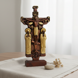 Orthodox Altar Table Ornament: Saints and the Crown of Thorns — Hand-Carved Wooden Cross for Christian home decor and prayer spaces