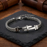 Nails‑Shaped Cross Mesh Chain Stainless Steel Bracelet - side view