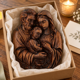 Hand-Carved Beech Wood Holy Family Figurine & Wall Hanging Ornament