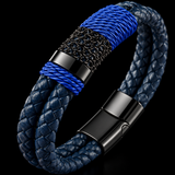 Blue Braided Leather Cross Bracelet – A Daily Reminder of Faith