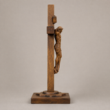 Hand-Carved Beechwood Crucifixion of Jesus Standing Cross – Christian Prayer & Home Altar Decor