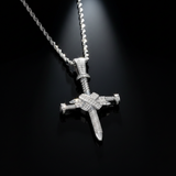 Iced Nail Cross Pendant Necklace – Faith, Strength & Dazzling Luxury