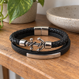 Anchor of Hope Double-Wrap Braided Leather Bracelet