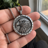 Vintage Double-Sided Embossed Bald Eagle Medal Stainless Steel Men’s Necklace