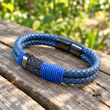 Blue Braided Leather Cross Bracelet – A Daily Reminder of Faith