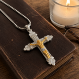 Titanium Steel Crucifix Necklace with Zircon