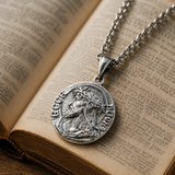 Jesus Thorn Crown Coin Necklace, 316L Titanium Steel Men Pendant