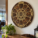 Hand-Carved Beechwood Israel Heritage Wall Plaque – Star of David & Tribal Symbols