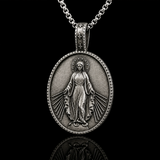 Pure Tin Miraculous Medal Virgin Mary Necklace