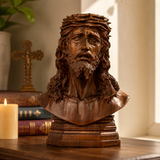 Boxwood Jesus Crown with Thorns Half-Length Desktop Ornament