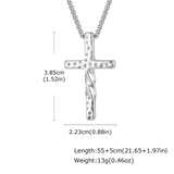 Twisted Hammered Textured Cross Pendant Necklace