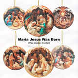 Wooden Christmas Nativity Pendant Wall Decoration Wall Hanging