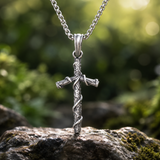 Vintage Thorn-Wrapped Cross Necklace – Christian Faith Pendant for Men and Women