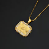 The Last Supper Pendant Necklace in Steel and Titanium with Diamonds